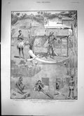 Old Print Scenes On The Congo Africa Sketches Mompona Village Chief 1889 19th