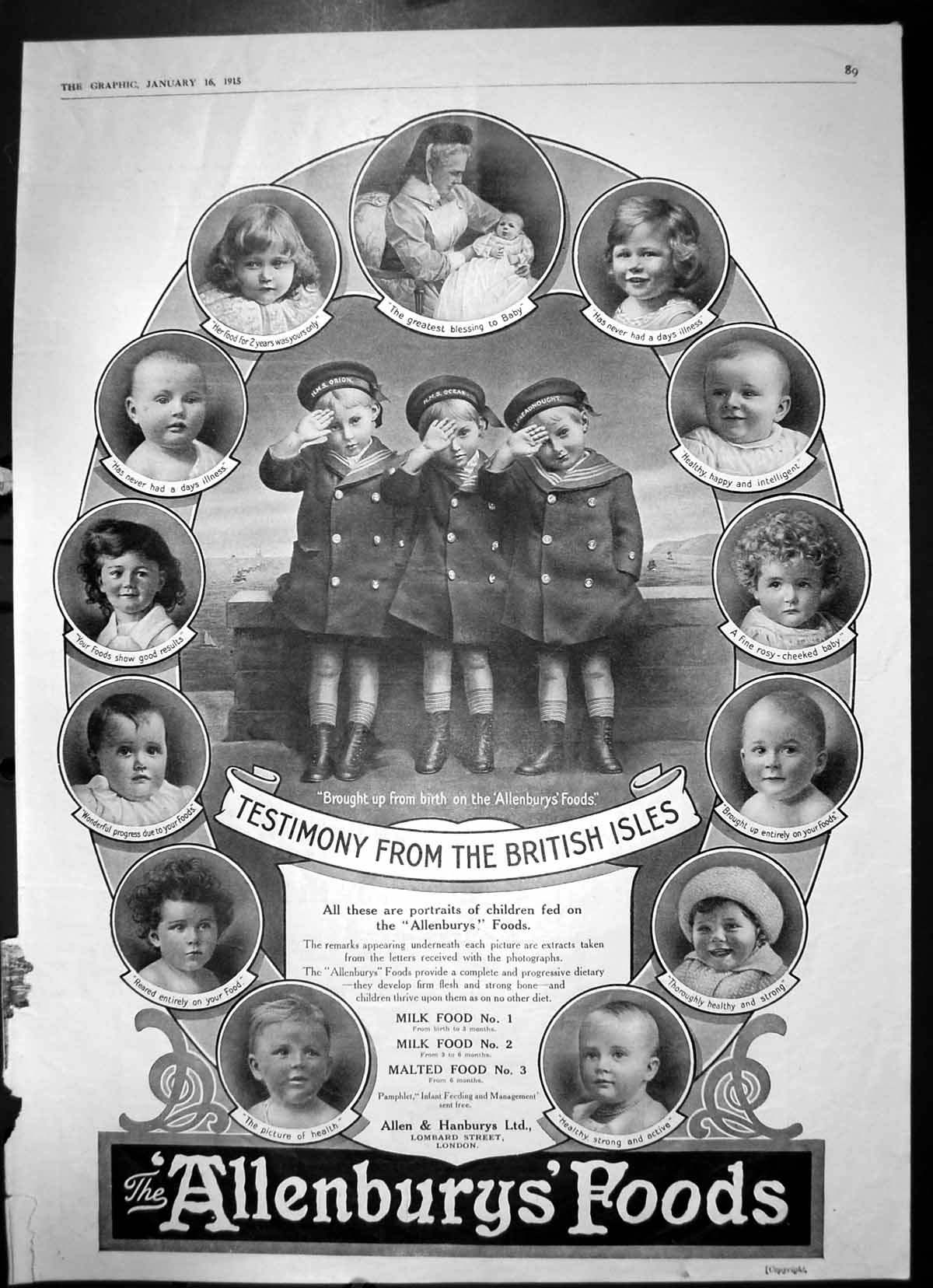 Antique Print The Allenburys Foods Testimony From The British Isles Ad 1915