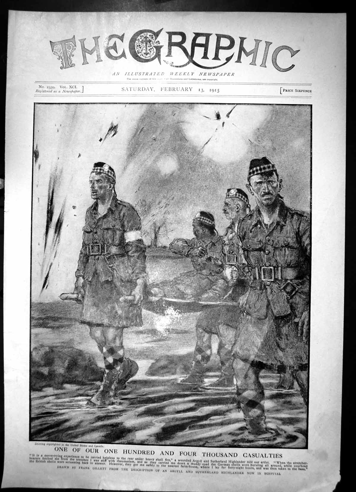 Antique Print One Our One Hundred And Four Thousand Casualities Sketch 1915