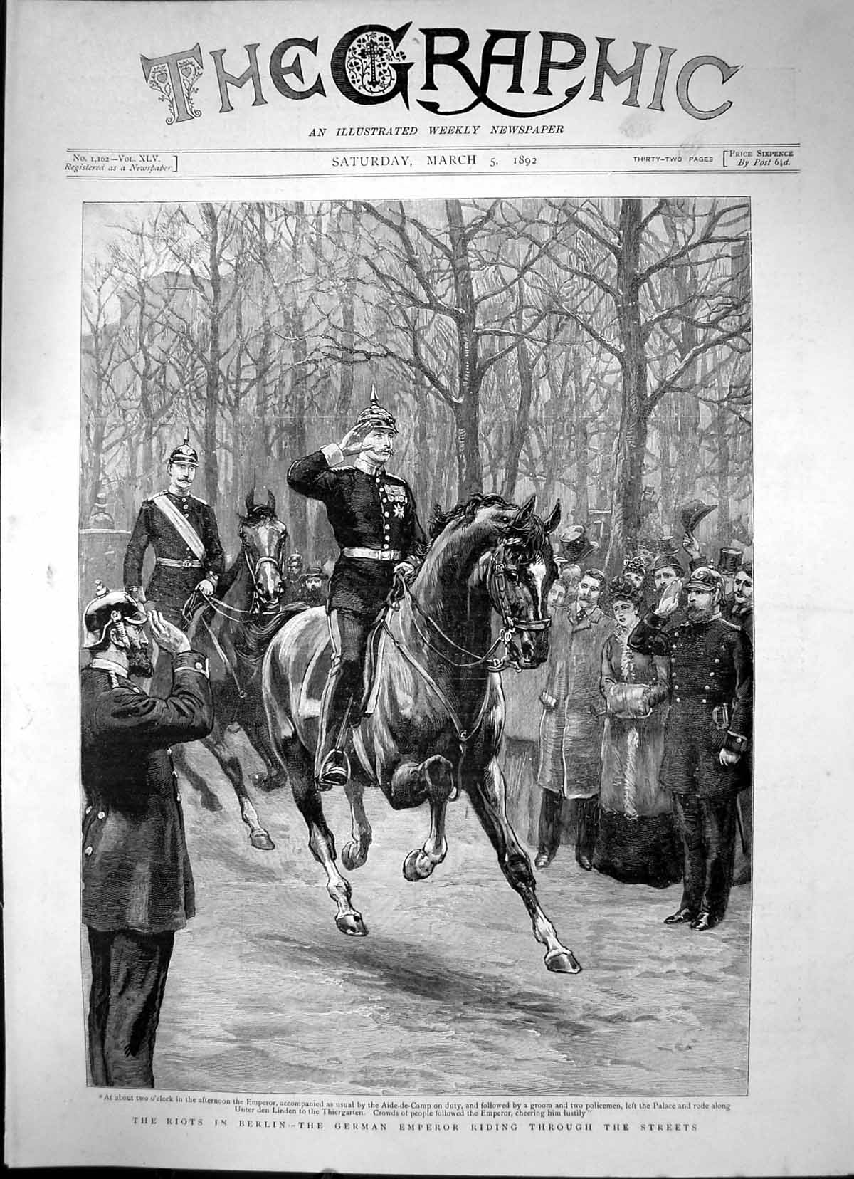 Old Riots In Berlin German Emperor Riding Through The Streets 1892Victorian