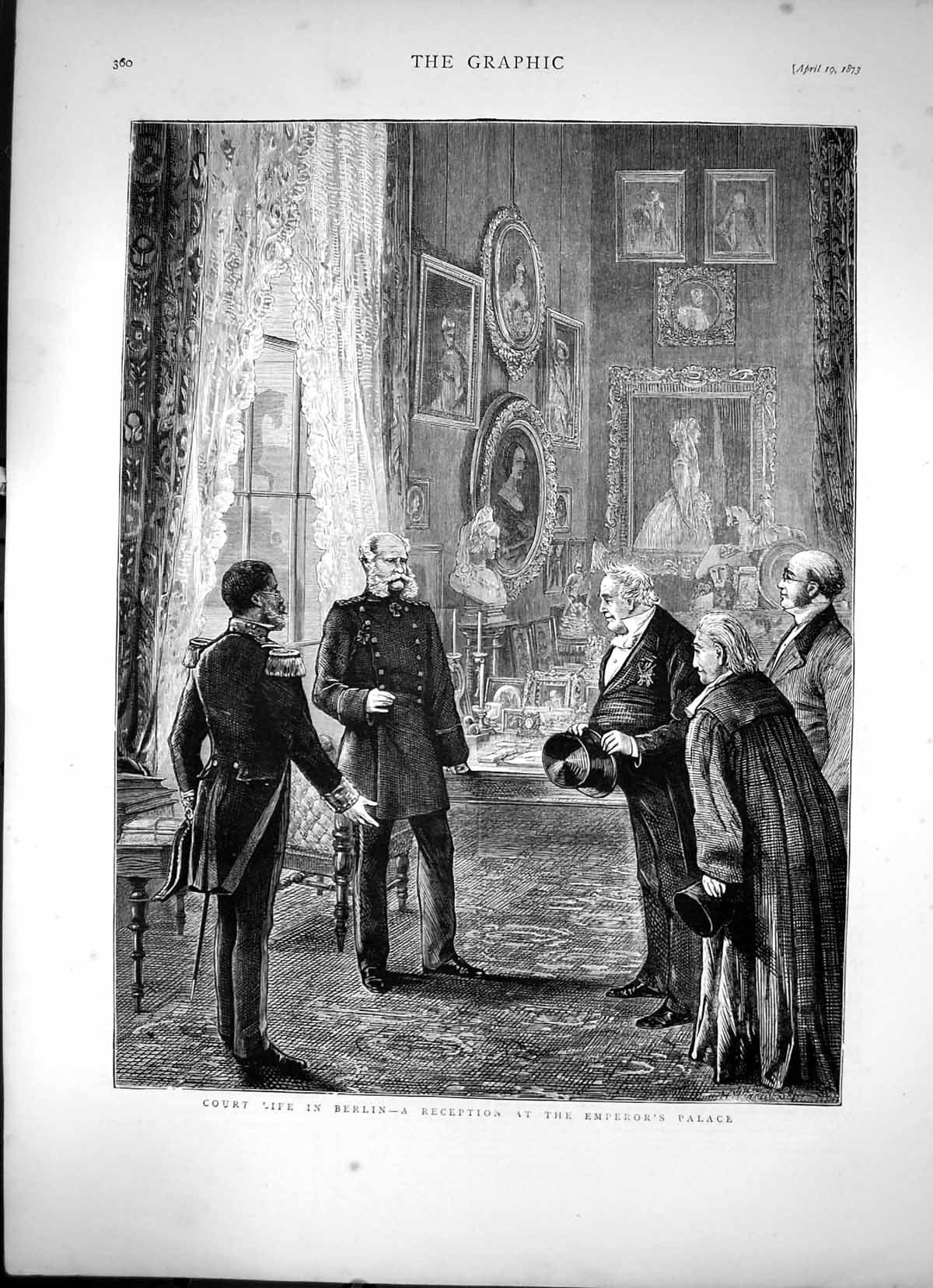 Antique Print Court Life In Berlin A Reception At The Emperors Palace 1873 19th