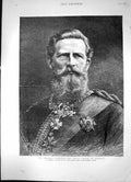 Original Old Antique Print His Imperial Highness The Crown Prince Germany 1887