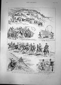 Old Antique Print Review And Sham Fight Before The Emperor Germany 1889 19th