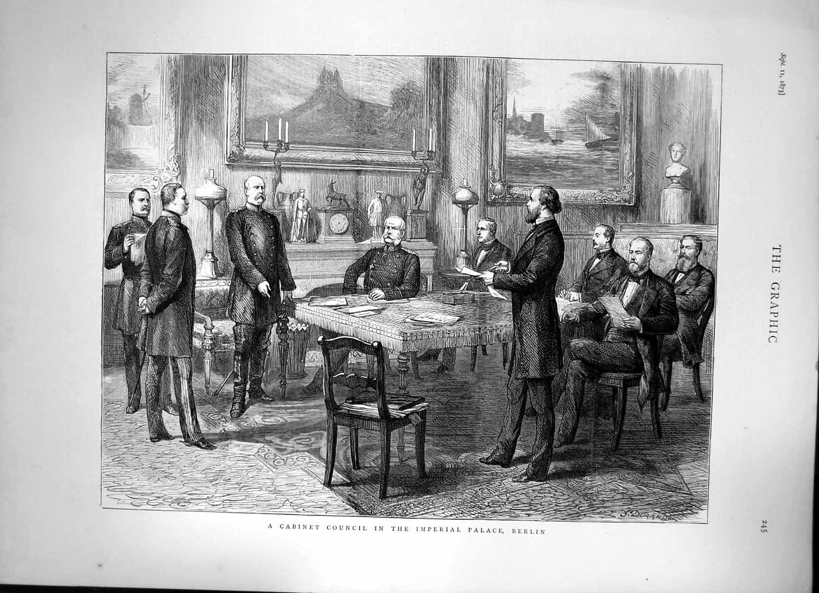 Old A Cabinet Council In The Imperial Palace Berlin Politicians 1875 Victorian