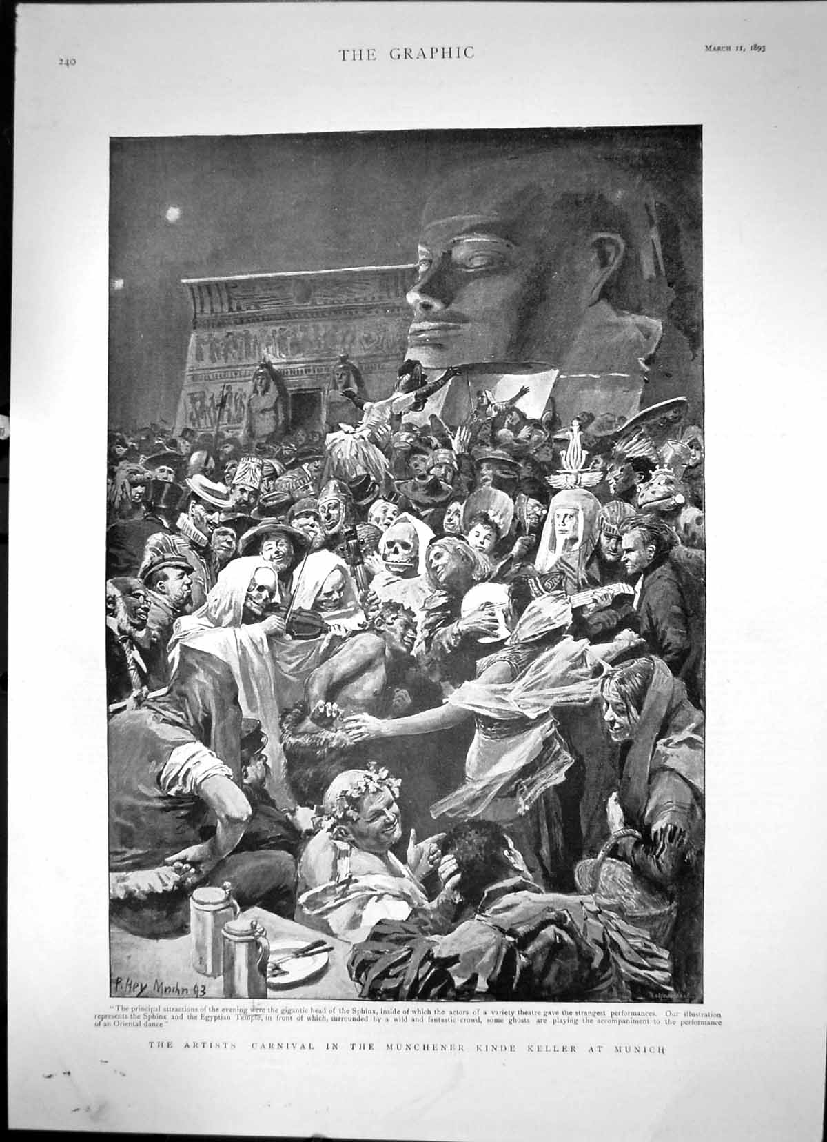 Antique Print Artists Carnival In The Munchener Kinde Keller At Munich 1893