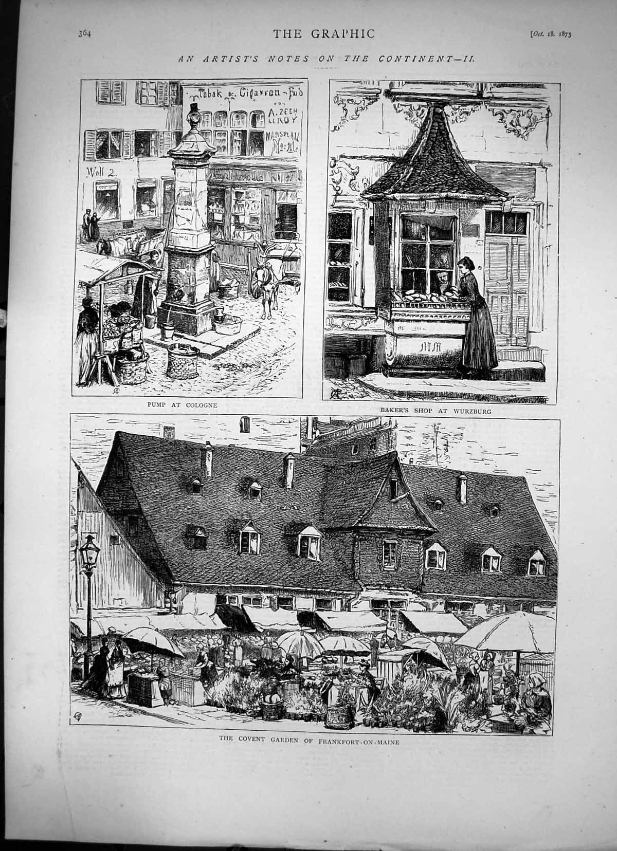 Old Print Artists Notes On The Continent Cologne Wurzburg Frankfort 1873 19th