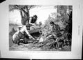 Antique Old Print Gumming The Canoe A Sketch In The Canadian Back Woods 1883