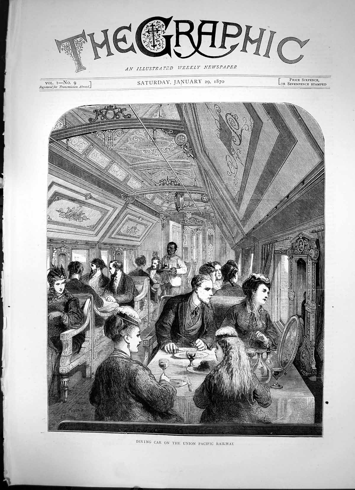 Old Dining Car On The Union Pacific Railway Meal At Table Waiter 1870 Victorian