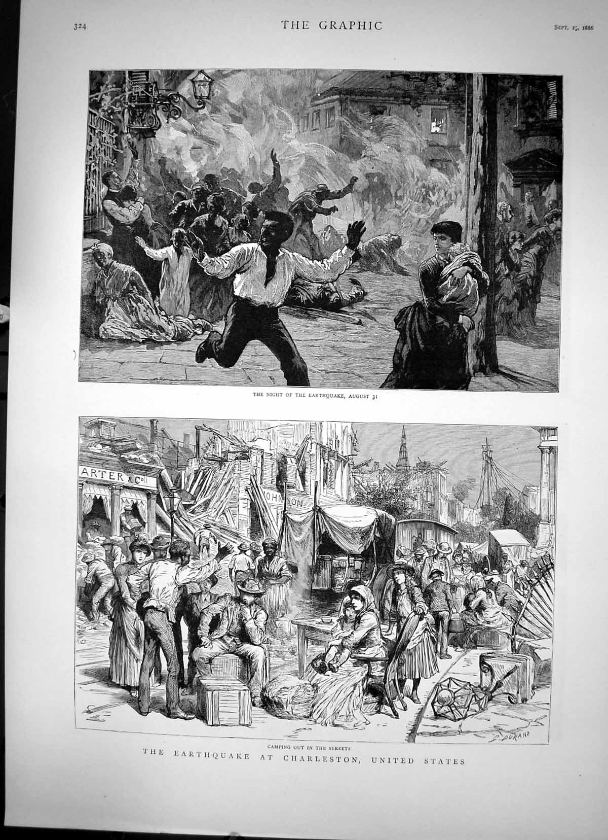 Old Print The Earthquake At Charleston United States Camping Street 1886 19th