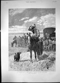Antique Old Print In Search A New Home A Scene In The Far West Horseman 1891