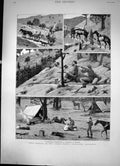Old Print Deer Hunting In The Coast Range Mountain California Sketch 1881 19th