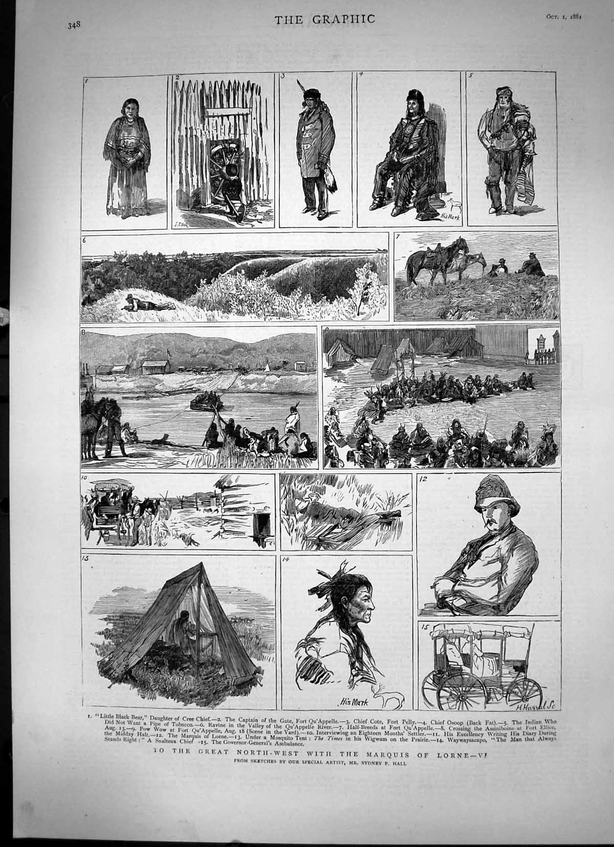 Antique Print To The Great North-West With The Marquis Lorne Sketches 1881 19th