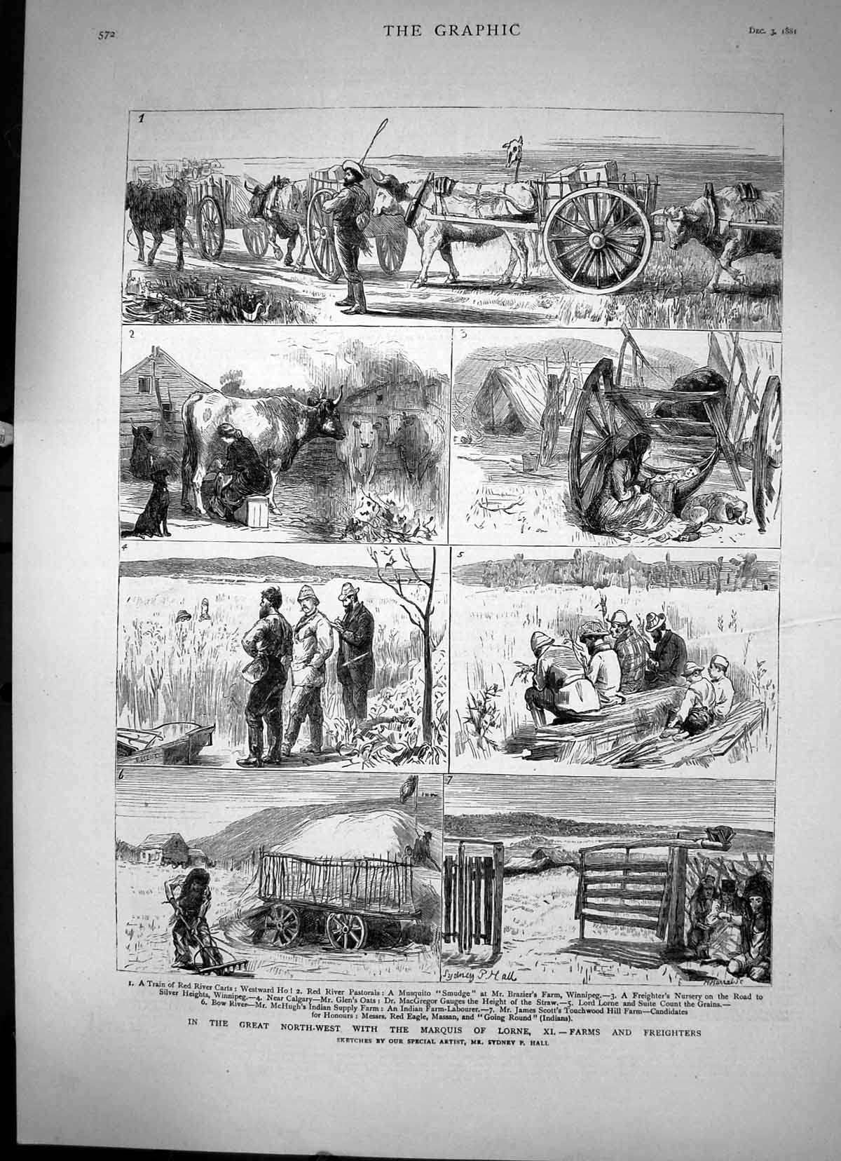 Antique Print In The Great North-West With The Marquis Lorne Sketches 1881 19th