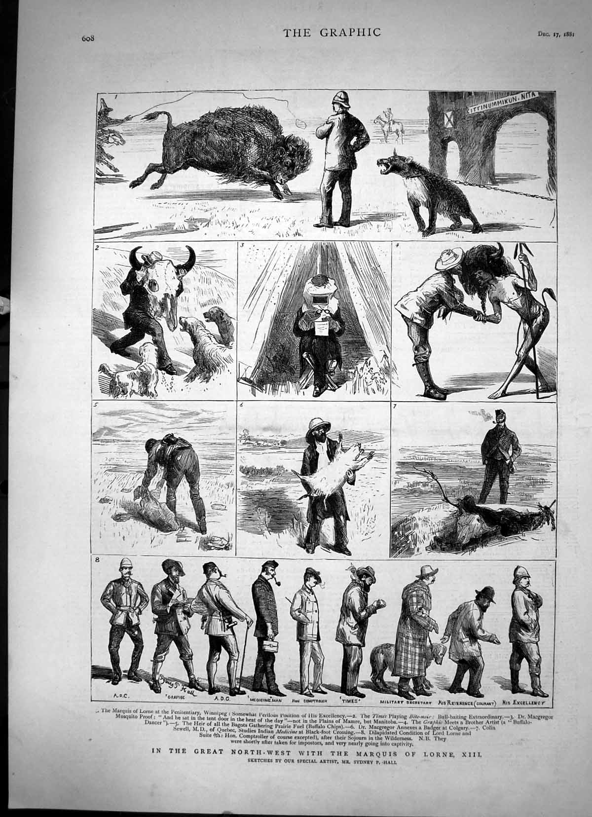 Old Print In The Great North-West With The Marquis Lorne Sketches 1881 19th
