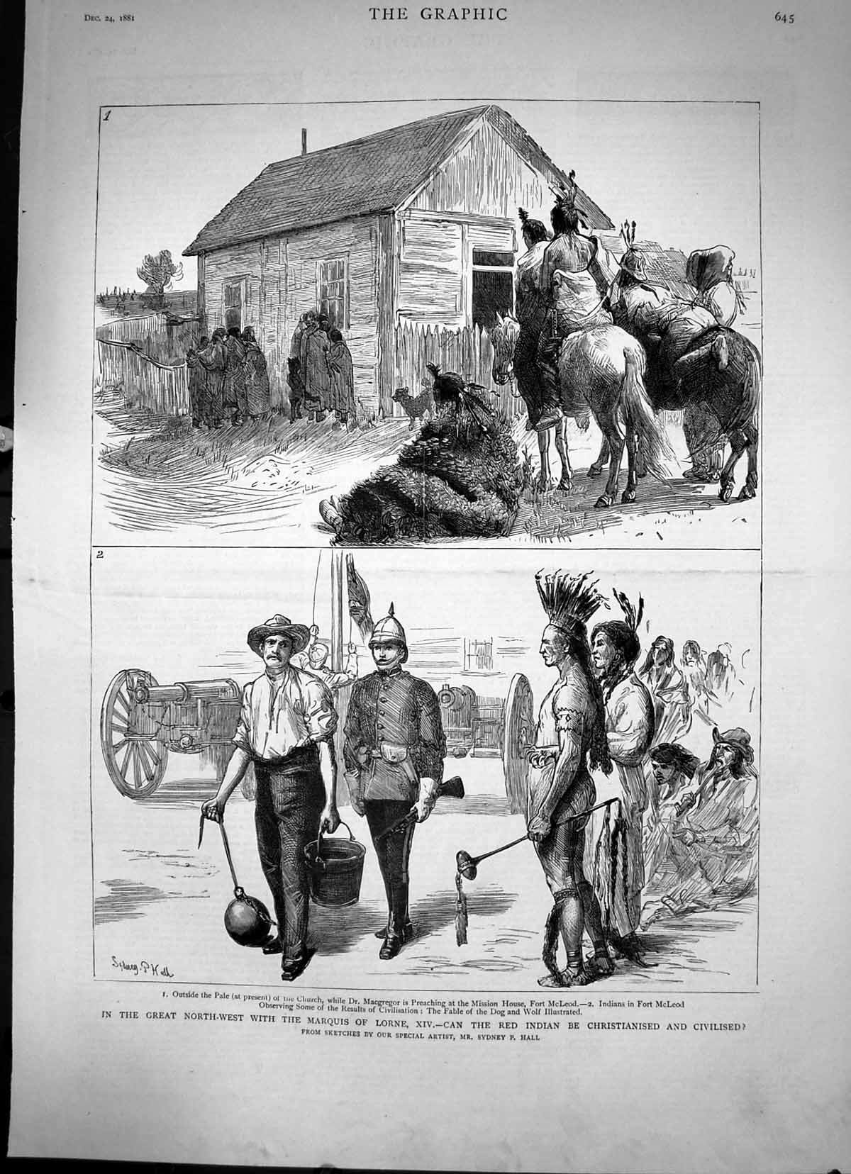 Old Print In The Great North-West With The Marquis Lorne Sketches 1881 19th