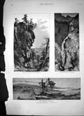 Old Print Picturesque America Titans Pier Elk Lake Cascade Champlain 1881 19th