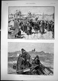 Old The Newfoundland Cod Fishery From A Doris Flat-Bottomed Boat 1891 Victorian