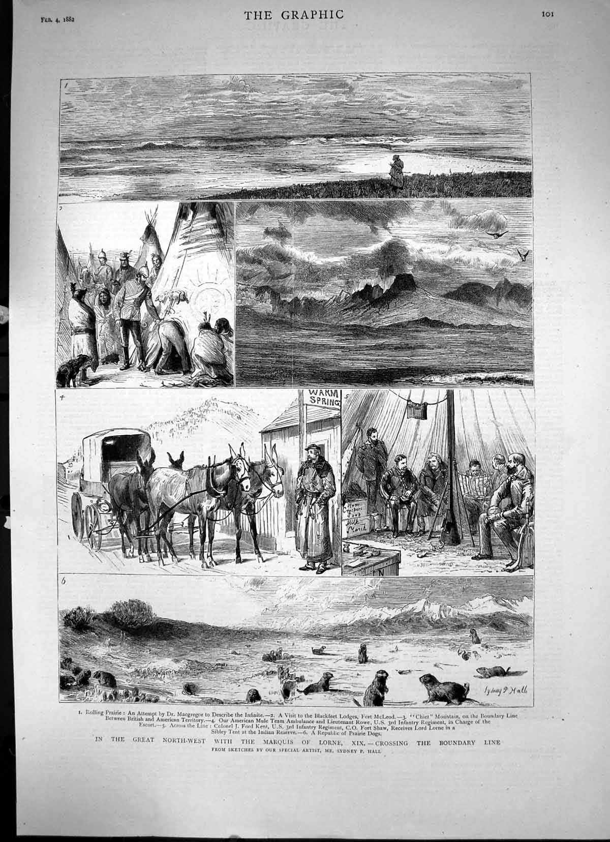 Antique Print In The Great North-West With The Marquis Lorne Sketches 1882 19th