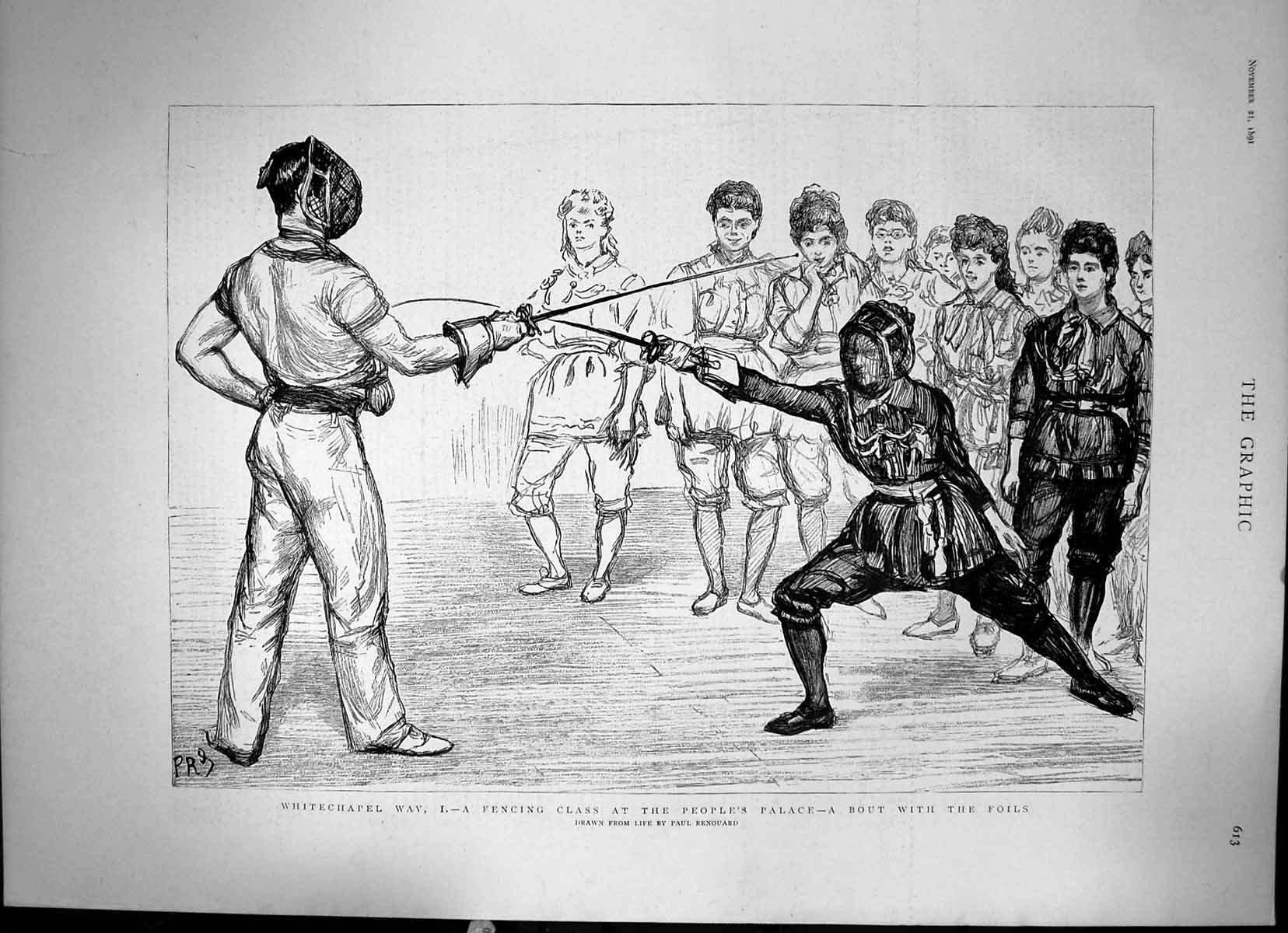 Old Whitechapel Way A Fencing Class At The Peoples Palace Foils 1891 Victorian