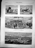 Antique Old Print Coursing At Stonehenge Druid Temple Evreux Normandy 1870 19th