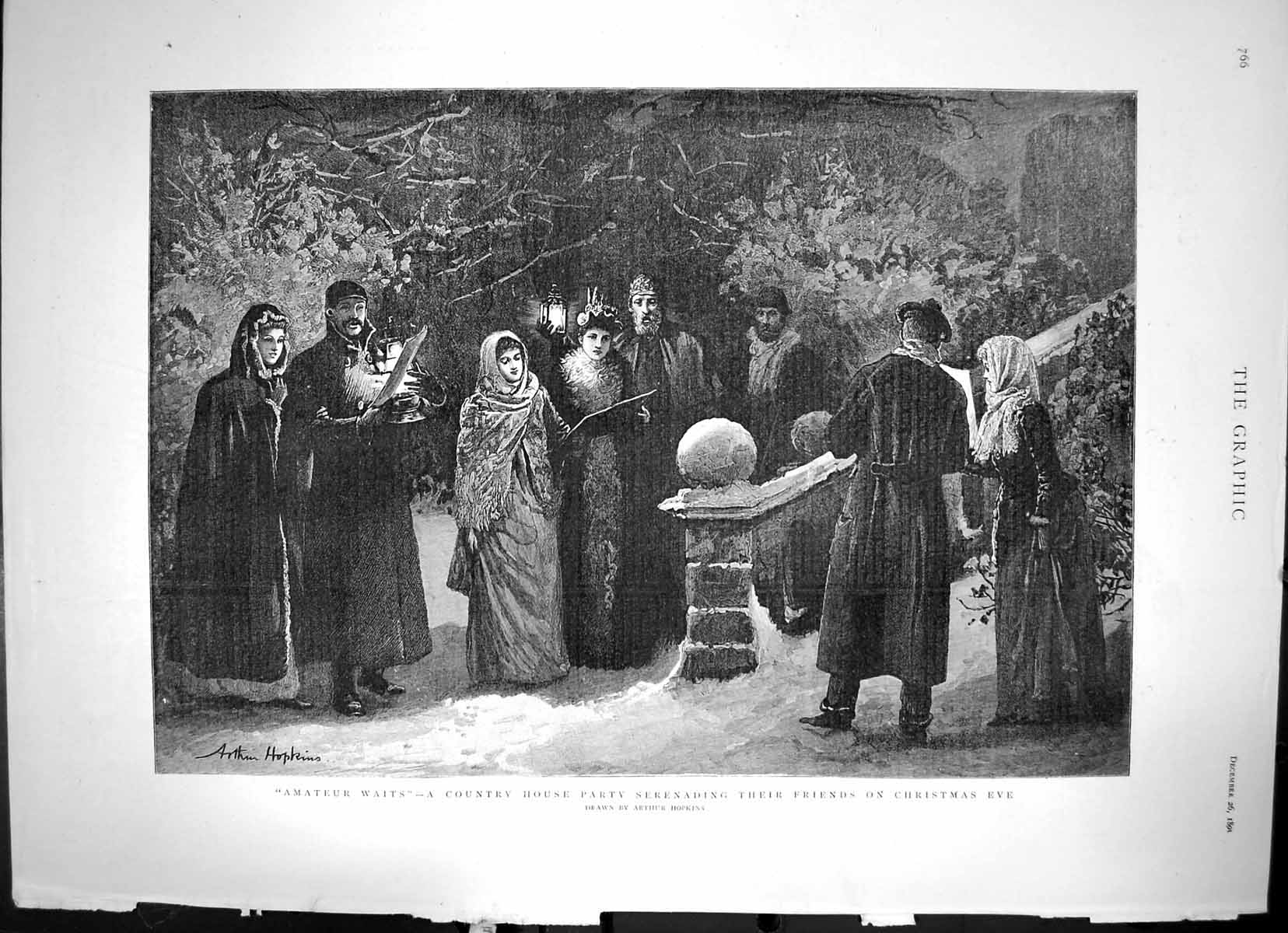 Old Amateur Wait Country House Party Serenading Friend Xmas Eve 1891 Victorian