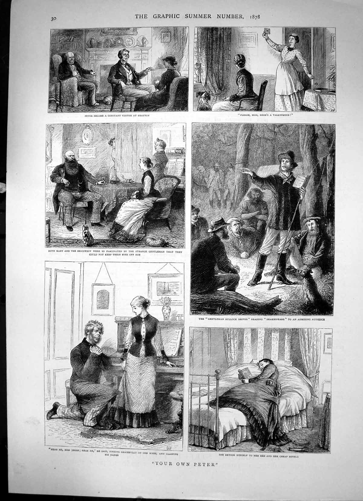 Antique Old Print Your Own Peter Sketches From Play Theatre Shakespeare 1878