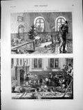 Original Old Antique Print 1874 Switzerland Private Public Baths Leukerbad 19th