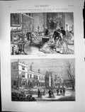 Antique Old Print 1874 Panshanger Hertfordshire Earl Cowper Library Building