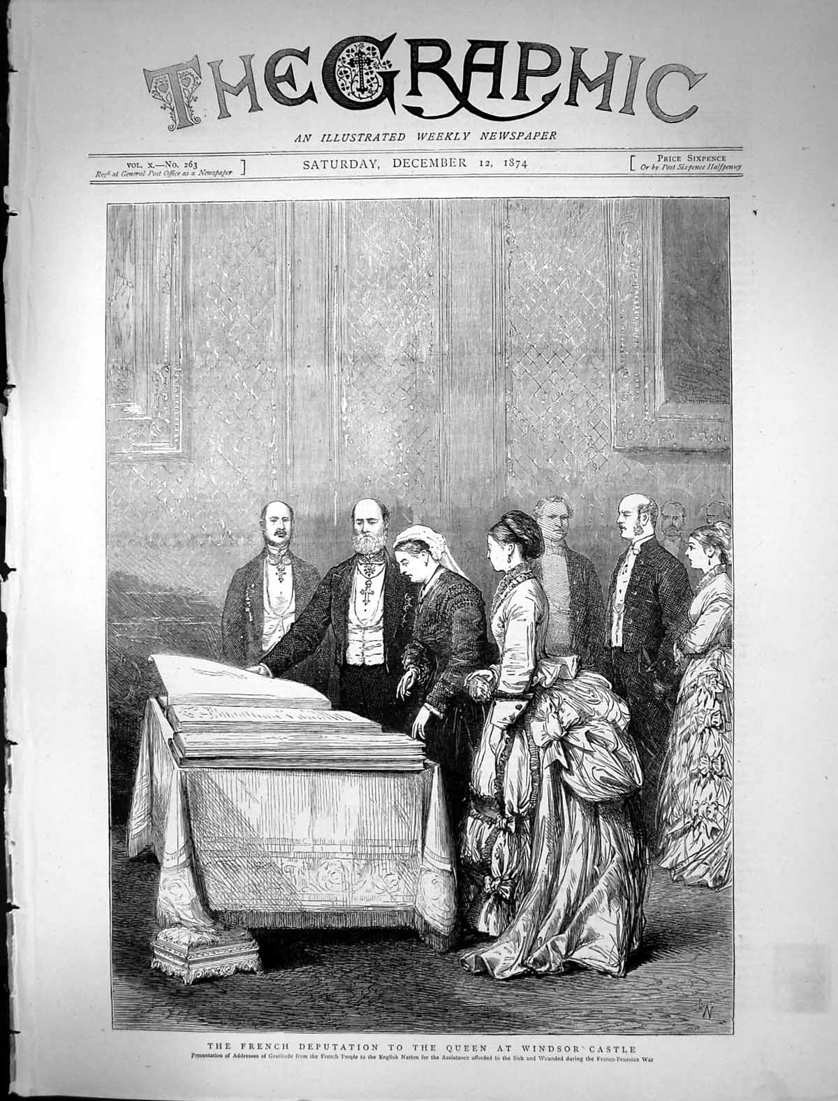 Old 1874 French Deputation Queen Windsor Castle Presentation Addresse Victorian