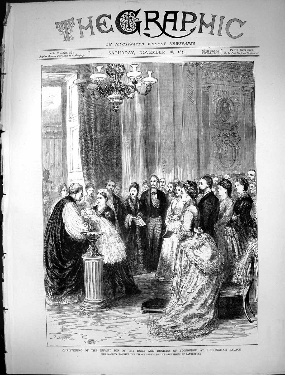 Old 1874 Christening Infant Son Duke Duchess Edinburgh Buckingham Pal Victorian