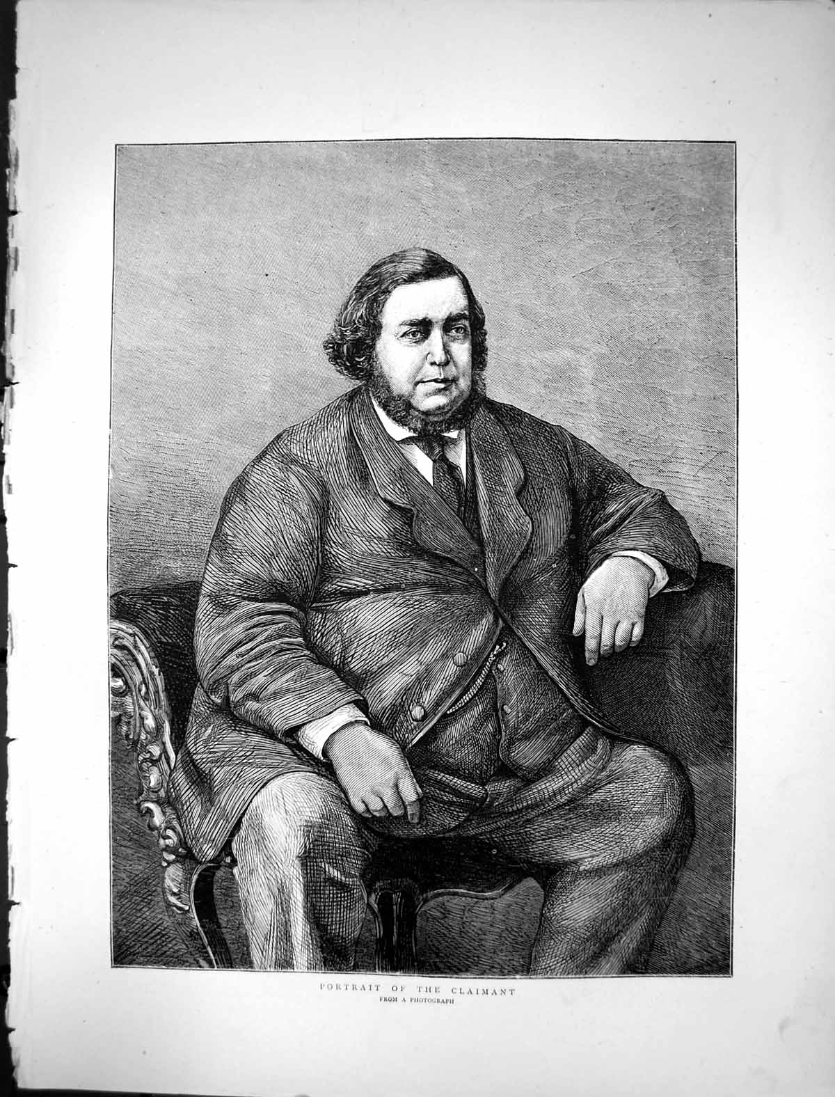 Original Old Antique Print Portrait Claimant Large Man