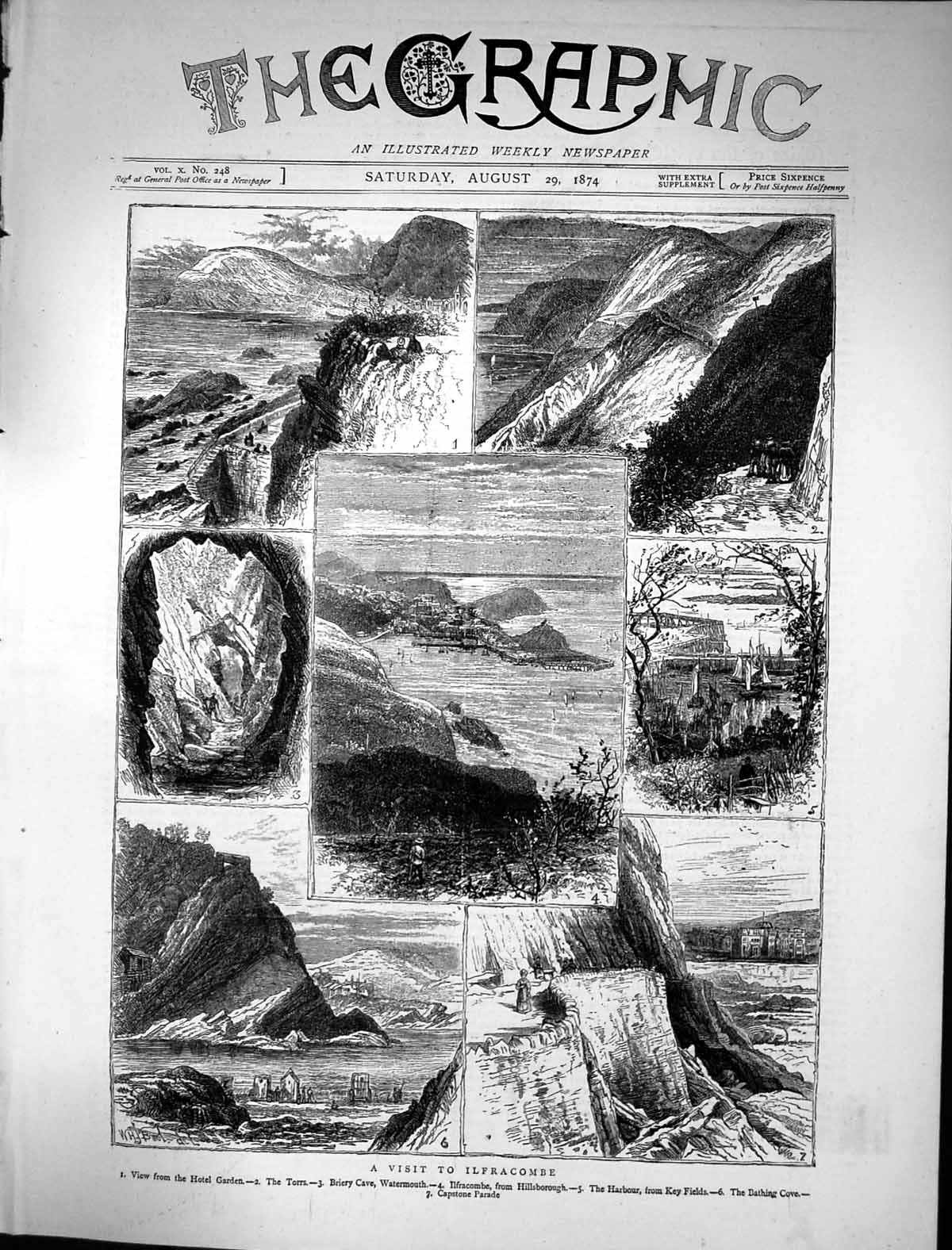 Old 1874 Ilfracombe Torrs Briery Cave Watermouth Capstone Parade Harb Victorian