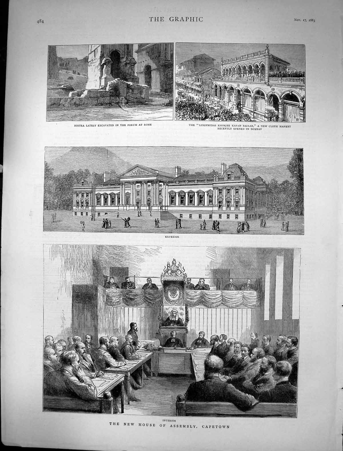 Old 1883 House Assembly Capetown Rostra Forum Rome Lukhmidas Khimjee Victorian