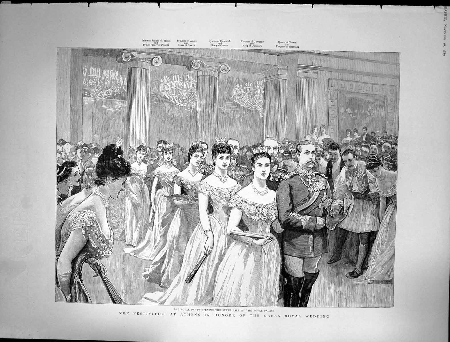 Old 1889 Athens Greek Royal Wedding Sophie Duke Sparta King Denmark G Victorian