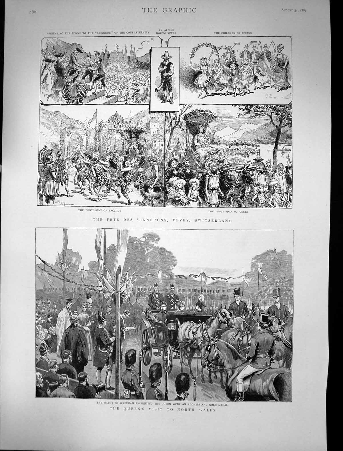Old 1889 Fete Vignerons Vevey Switzerland Queen Visit Wales Mayor Wre Victorian