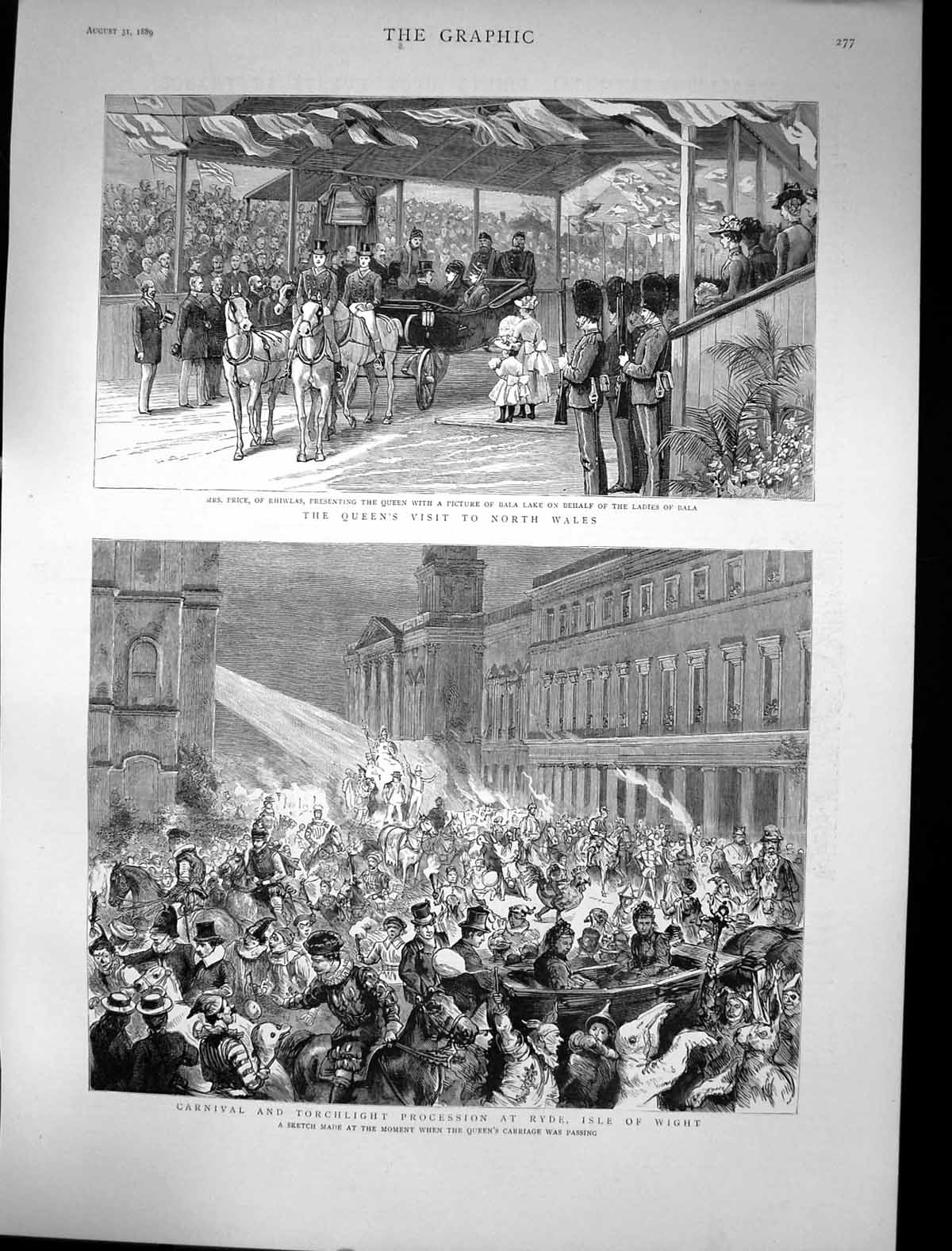 Old 1889 Carnival Torchlight Procession Ryde Isle Wight Queen Wales P Victorian