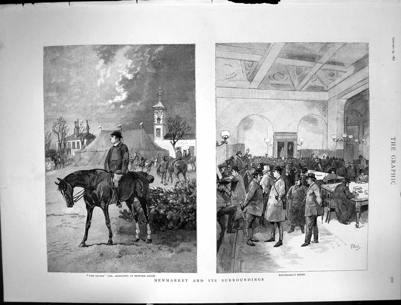 Old 1891 Newmarket Tattersalls Auction Rooms Squire Abington Bedford Victorian