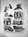Original Old Antique Print 1883 Wales Ascent Snowdon Mountain Climing Victorian