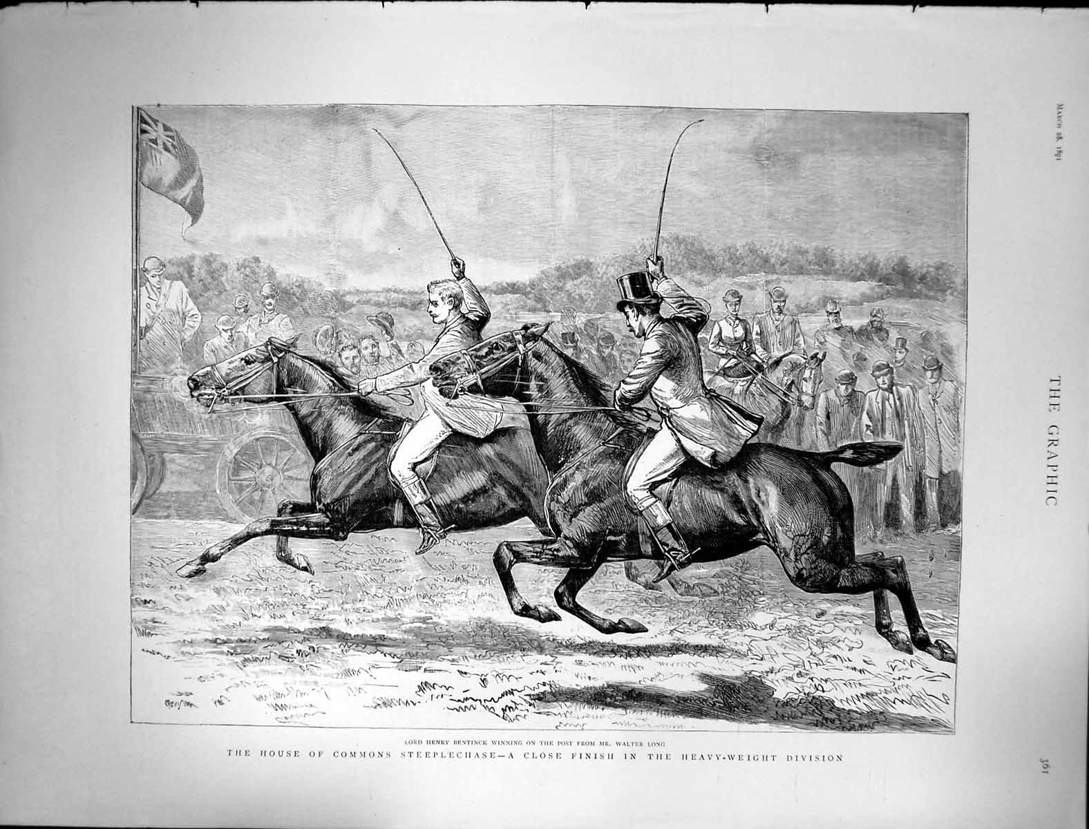 Old 1891 House Commons Steeplechase Horse Racing Lord Henry Bentinck Victorian