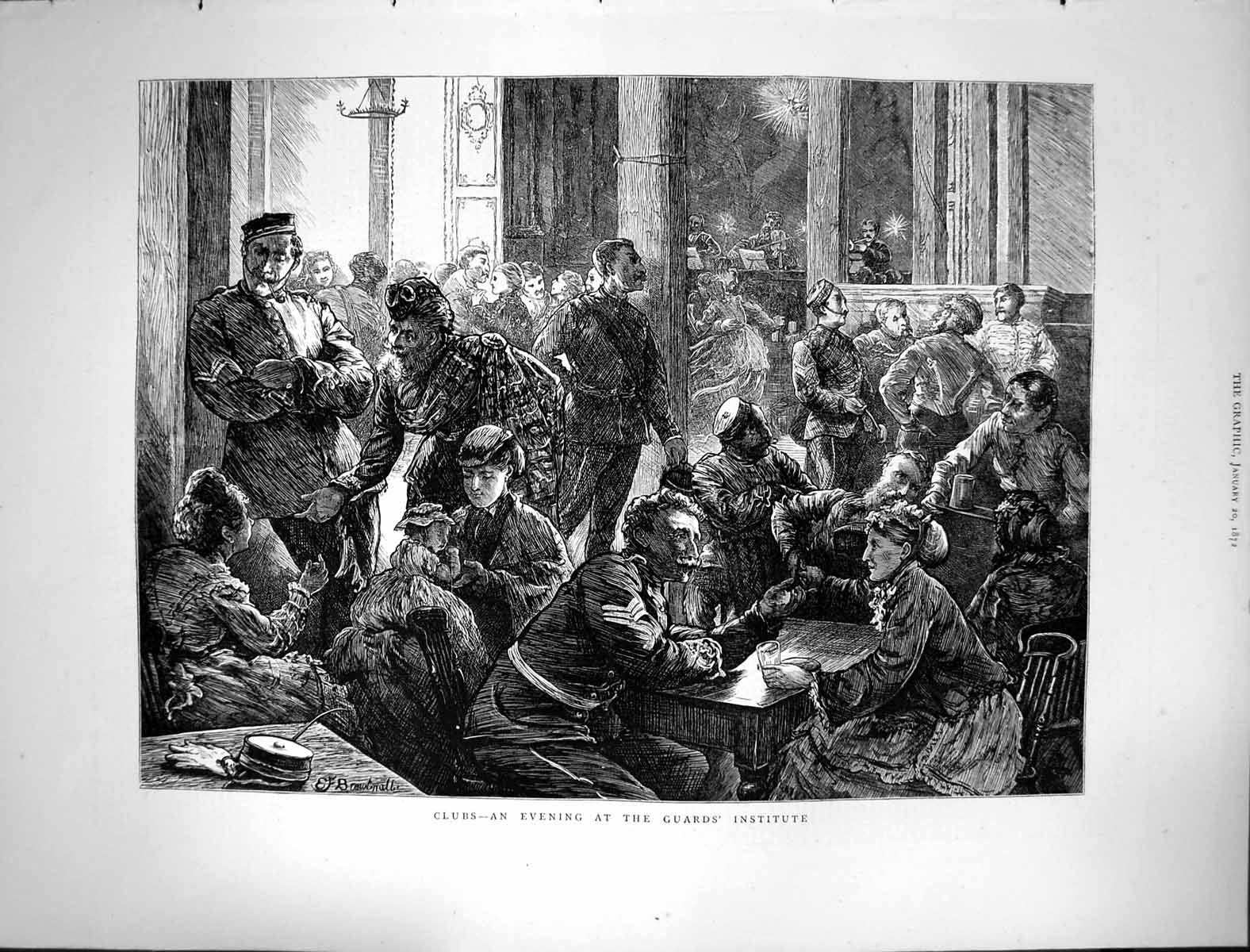Old Print 1872 Clubs Evening Guards Institute Scottish Siers War Brewtna 19th