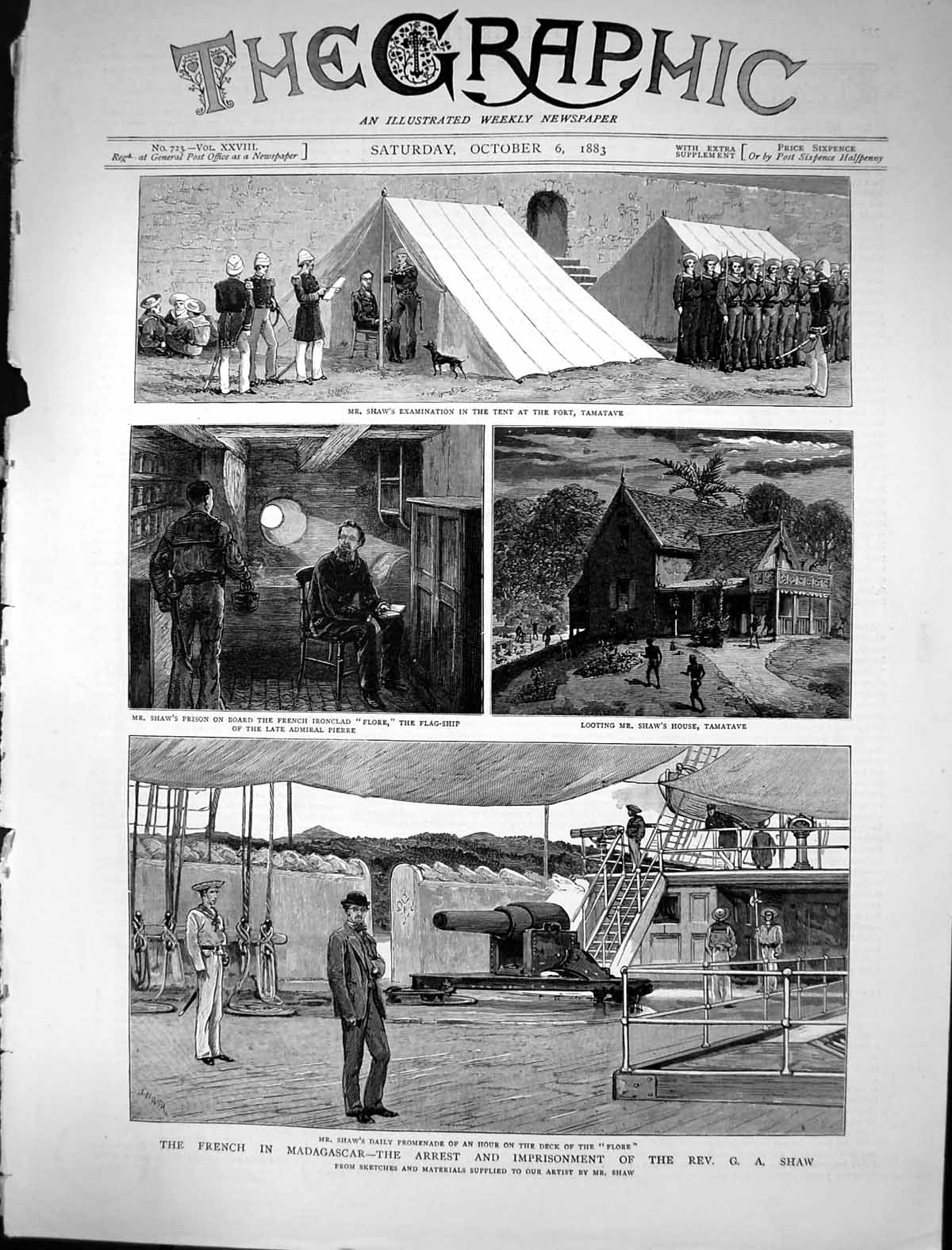 Old 1883 Arrest Imprisonment Rev. Shaw Fort Tamatave Ship Flore Pierr Victorian