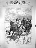 Antique Old Print 1891 Winter Transport Horses Sleighing North John Charlton