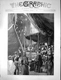 Old Antique Print 1891 Queen Visit Portsmouth Launching Royal Arthur Ship 19th