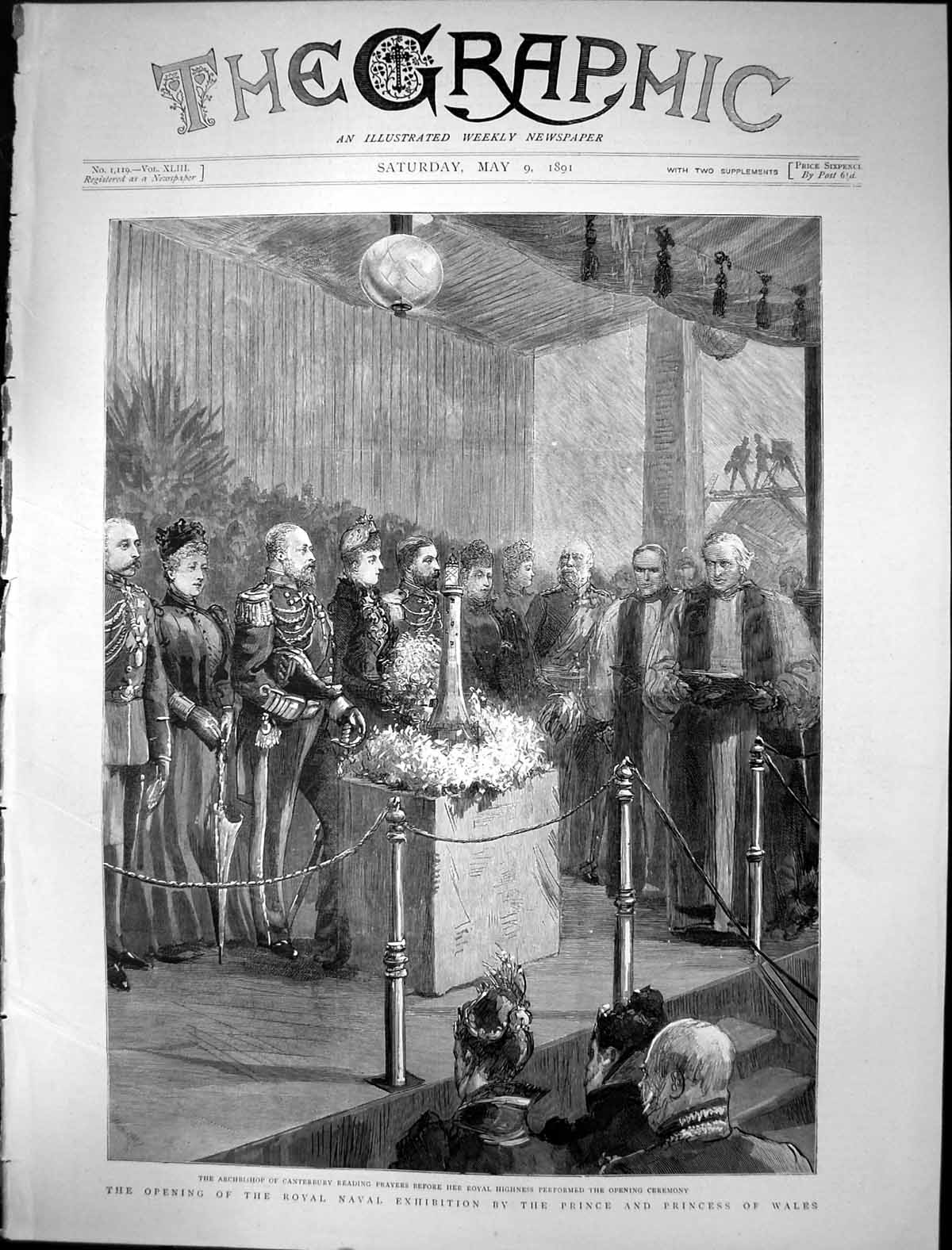 Old 1891 Opening Royal Naval Exhibition Prince Princess Wales Archbis Victorian