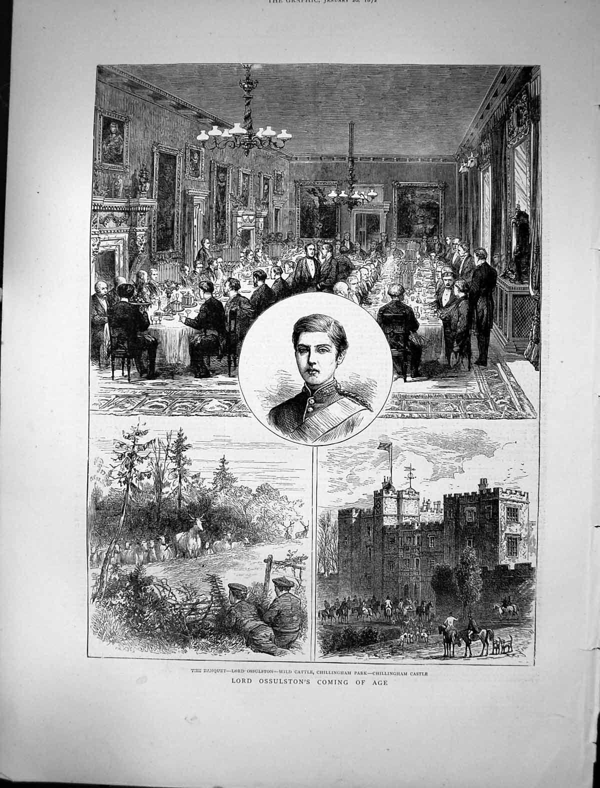 Old 1872 Lord Ossulston Coming Age Banquet Wild Cattle Chillingham Pa Victorian