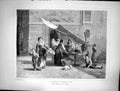 Original Old Antique Print 1870 Spanish Flower Stall Street Market Spain Topham