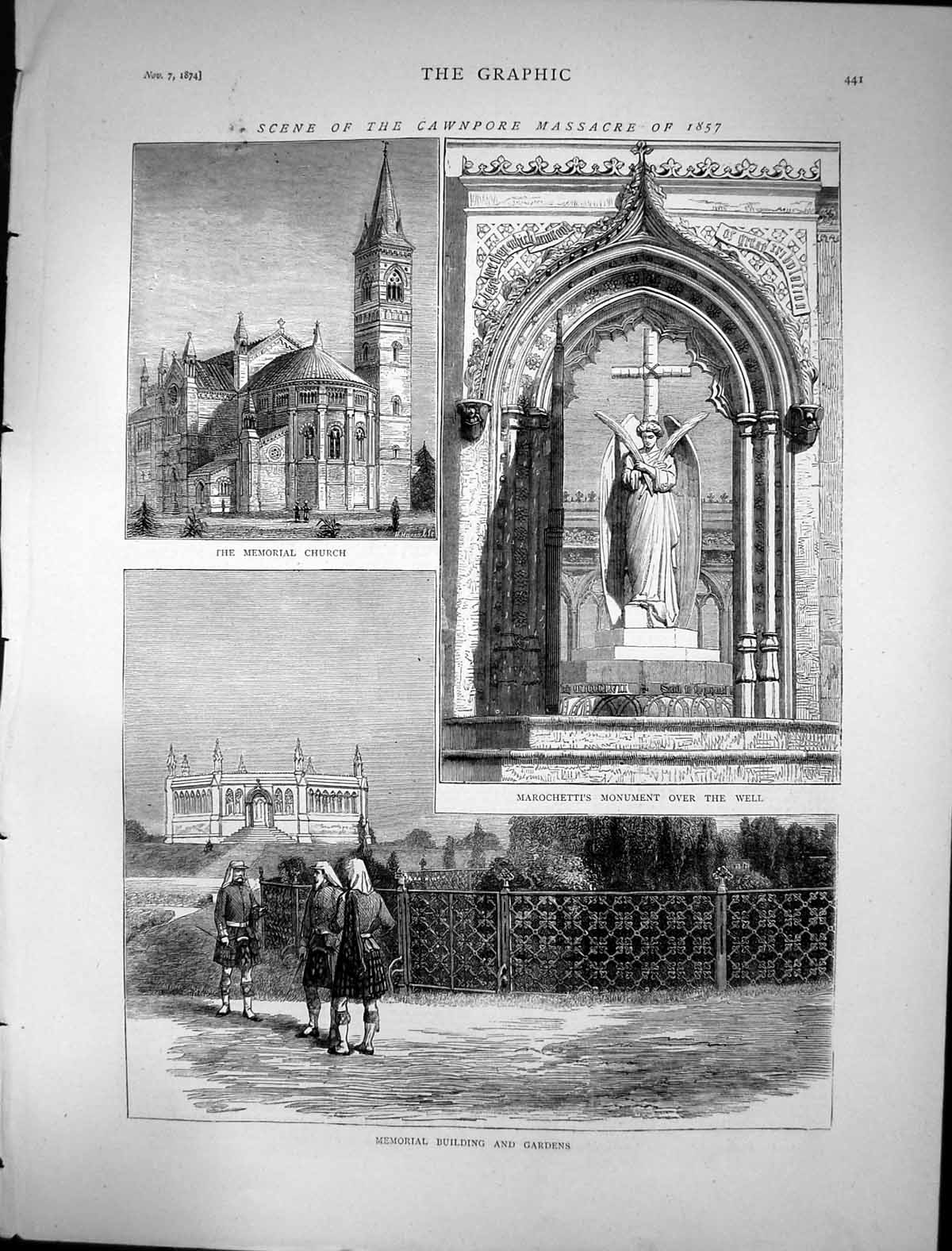 Old 1874 Cawnpore Massacre Memorial Building Gardens Church Marochett Victorian