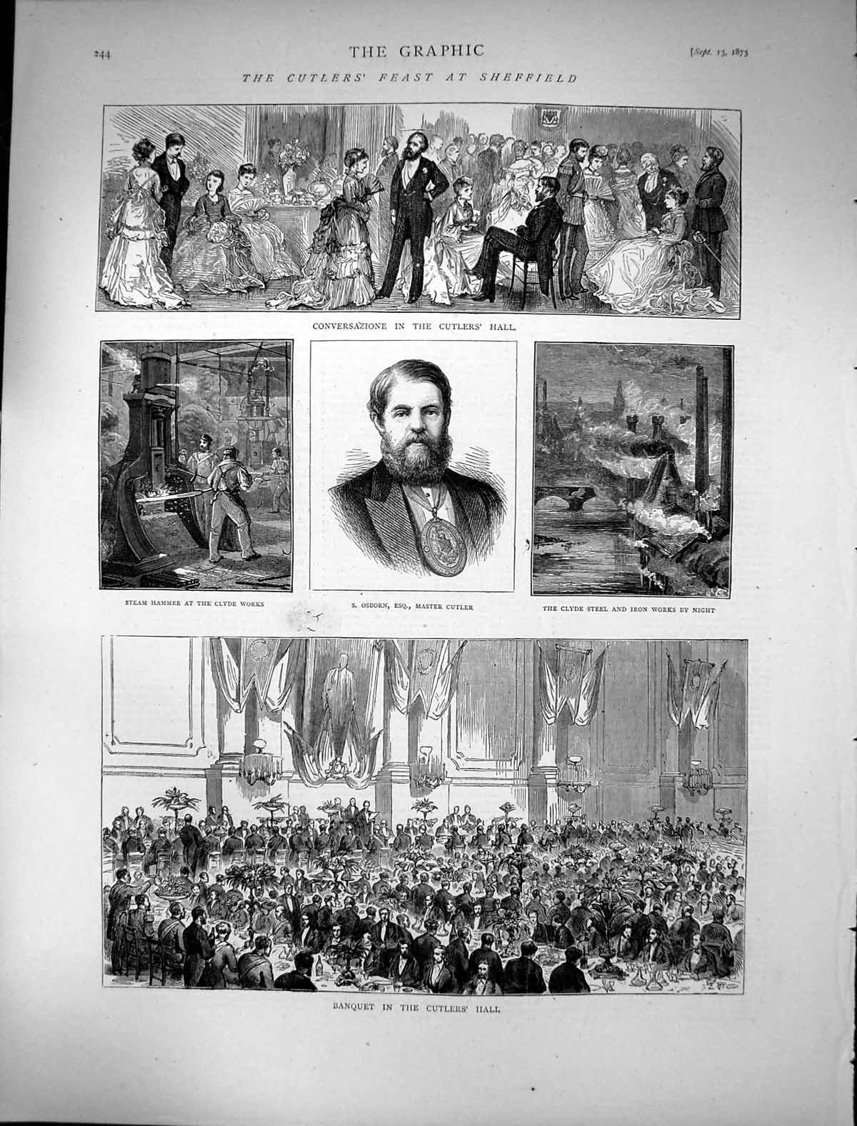 Old 1873 Cutlers Feast Sheffield Osborn Banquet Clyde Steel Works Ste Victorian