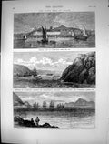 Old 1873 Civil War Spain Carthagena Harbour Ship Mendez Nunez Numanci Victorian