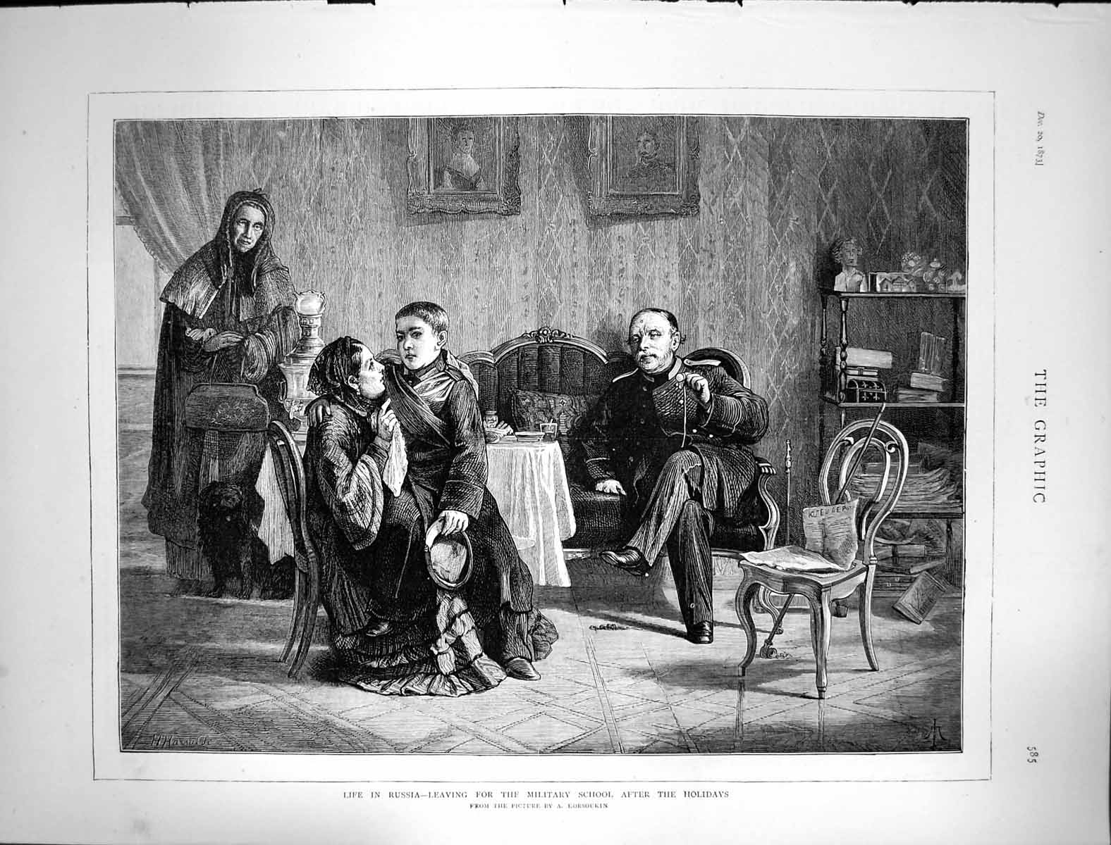 Old 1873 Life Russia Young Boy Leaving Family Home For Military Schoo Victorian